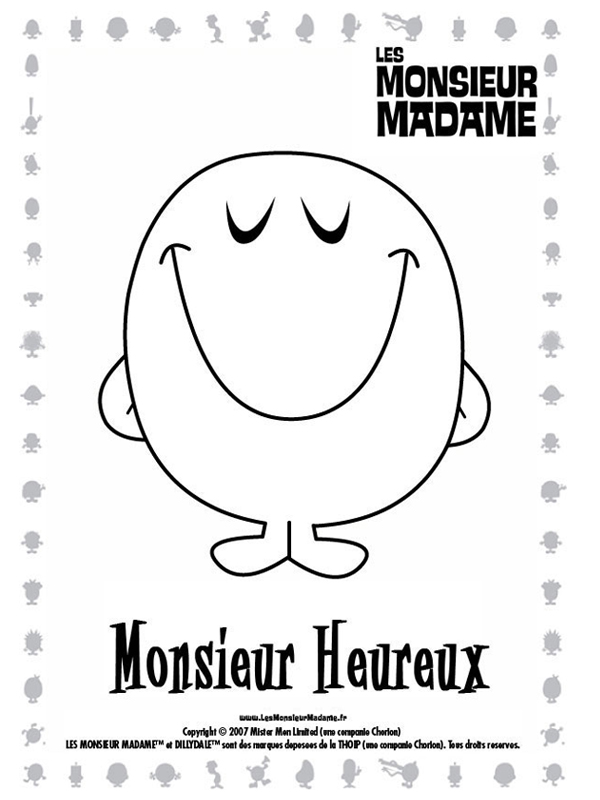 coloriage monsieur heureux sourit